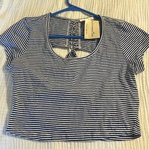 Mine Navy and White Striped Short Sleeve Tee